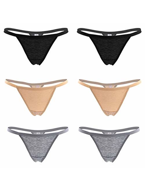 Closecret Womens Panties Cotton Thongs Pack of 6pcs G-String