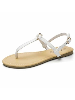 SANDALUP Thong Flat Sandals with Ring Metal Buckle for Women Summer