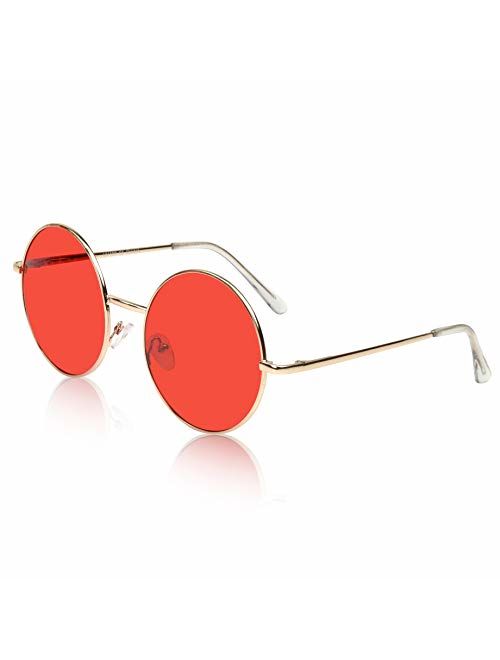 Sunny Pro Big Round Sunglasses Retro Circle Tinted Lens Glasses UV400 Protection