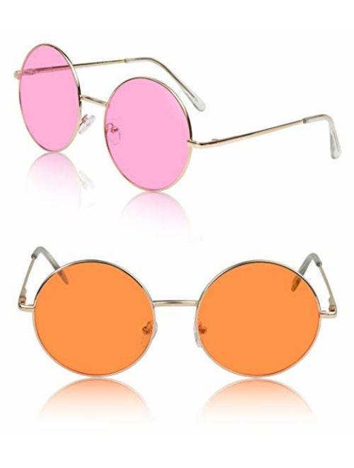 Sunny Pro Big Round Sunglasses Retro Circle Tinted Lens Glasses UV400 Protection