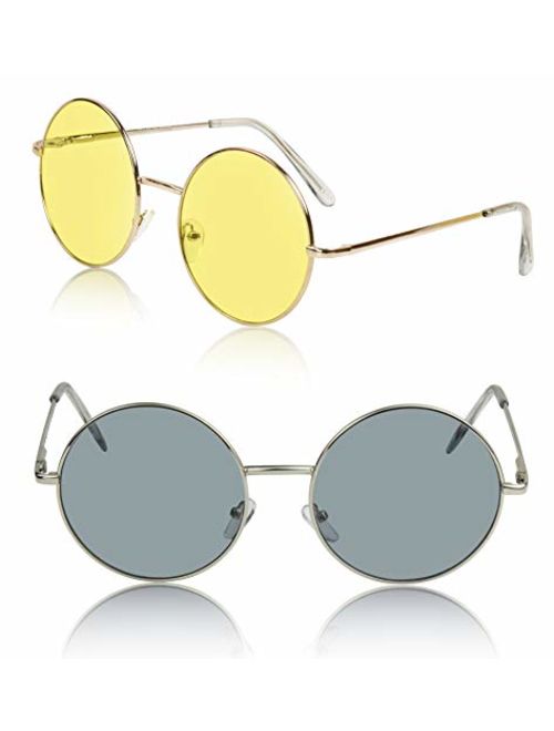 Sunny Pro Big Round Sunglasses Retro Circle Tinted Lens Glasses UV400 Protection