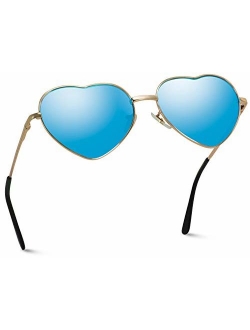 Women Metal Heart Frame Mirror Lens Cupid Heartshape Sunglasses