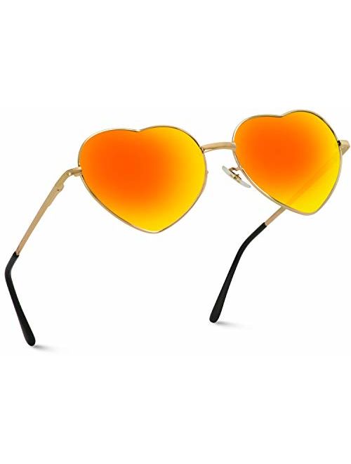 Women Metal Heart Frame Mirror Lens Cupid Heartshape Sunglasses