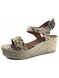 City Classified Womens Wedge Espadrilles Jute Rope Trim Ankle Strap Open Toe Sandals