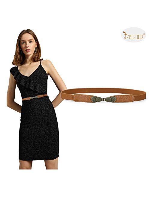 Women Skinny Elastic Stretch Belt for Dresses Retro Ladies Waist Vintage Thin Belt by JASGOOD