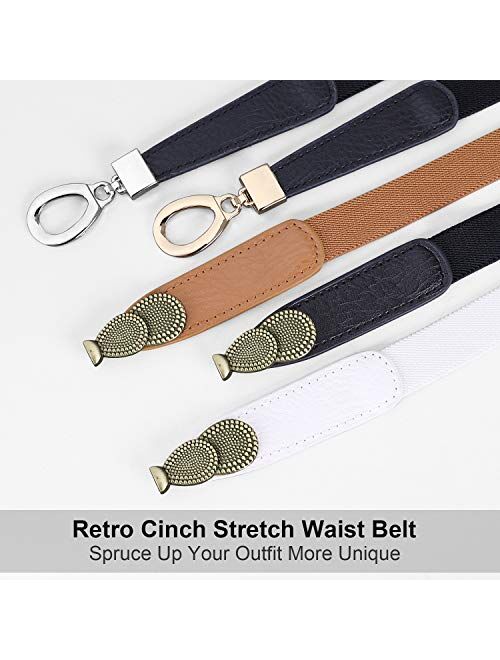 Women Skinny Elastic Stretch Belt for Dresses Retro Ladies Waist Vintage Thin Belt by JASGOOD