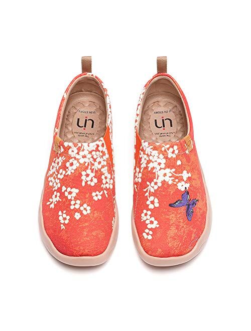 UIN Women's Butterfly Painted Canvas Slip-On Shoes Fashion Ladies Travel Shoes Multicolor