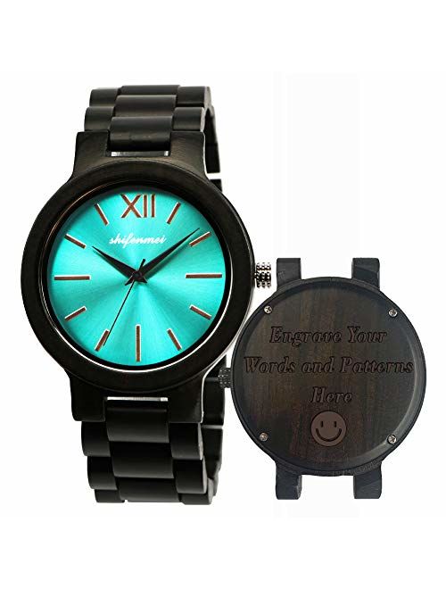 Engraved Wooden Watches, Personalized Engraved Wood Watch for Anniversary Birthday Graduation Wedding Gift for Husband Boyfriend Love Dad Mom Son Friend Groomsman Engrave