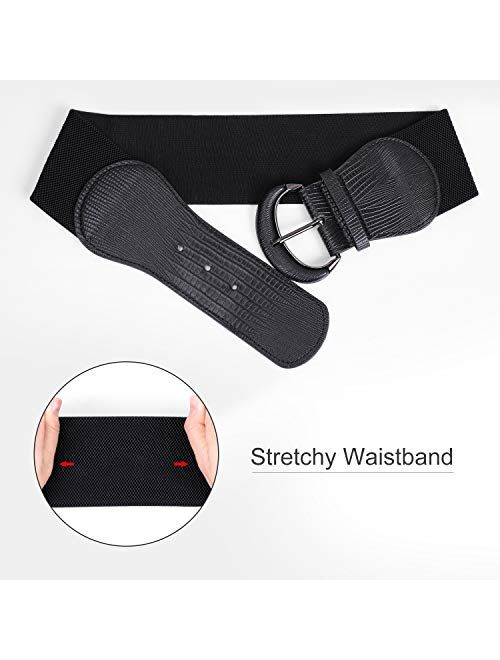 JASGOOD Women Stretchy Wide Waist Belt for Dress Ladies Elastic Belt Hook Buckle