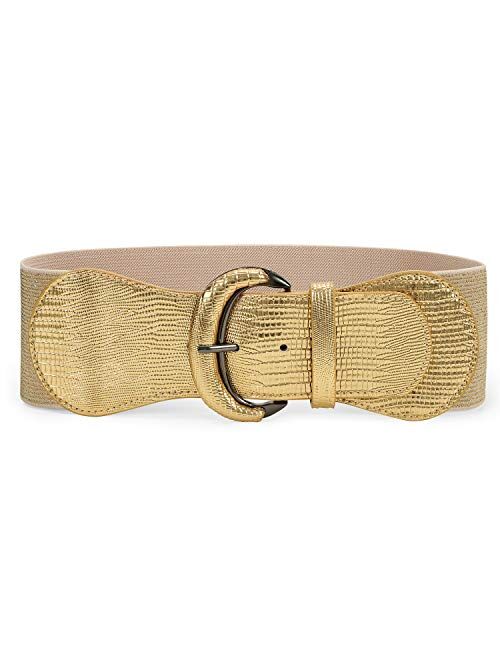 JASGOOD Women Stretchy Wide Waist Belt for Dress Ladies Elastic Belt Hook Buckle