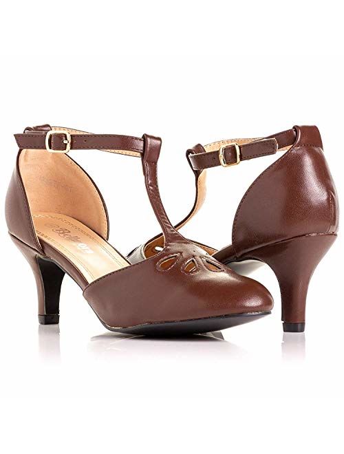 Bellmora Women's Jamie-01 Vintage Round Toe T-Strap Mary Jane Costume Dress High Heel Swing Shoe with Sexy 3