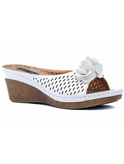 Gc Shoes Women's Sydney Rosette Slide Wedge Sandals