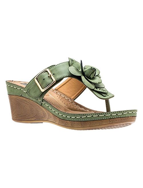 Gc Shoes Women's Sydney Rosette Slide Wedge Sandals