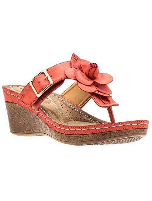 Gc Shoes Women's Sydney Rosette Slide Wedge Sandals