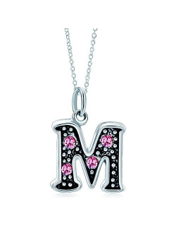 LovelyJewelry Pink Letter A-Z Alphabet Initial Charms Bead Necklace Pendant