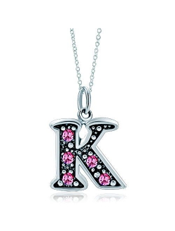 LovelyJewelry Pink Letter A-Z Alphabet Initial Charms Bead Necklace Pendant