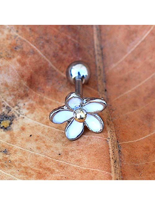 Cocobul Body Jewelry 316L Stainless Steel Sweet White Daisy Flower Cartilage Earring | 16 Gauge