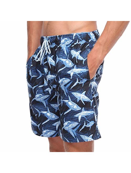 Rokka&Rolla Men's Quick Dry Drawstring Waist Beach Swim Trunks Board Shorts with Mesh Lining