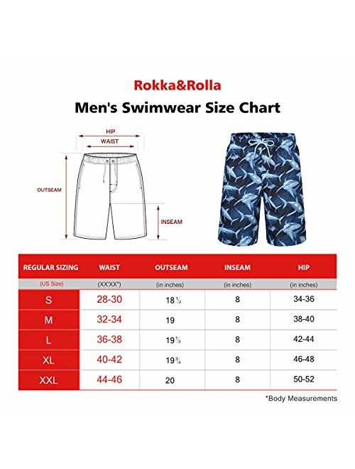 Rokka&Rolla Men's Quick Dry Drawstring Waist Beach Swim Trunks Board Shorts with Mesh Lining