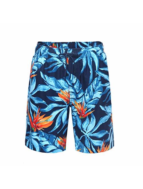 Rokka&Rolla Men's Quick Dry Drawstring Waist Beach Swim Trunks Board Shorts with Mesh Lining