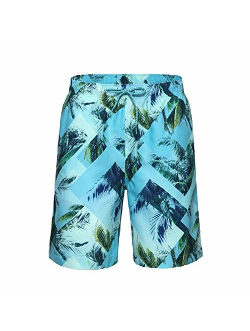 Rokka&Rolla Men's Quick Dry Drawstring Waist Beach Swim Trunks Board Shorts with Mesh Lining