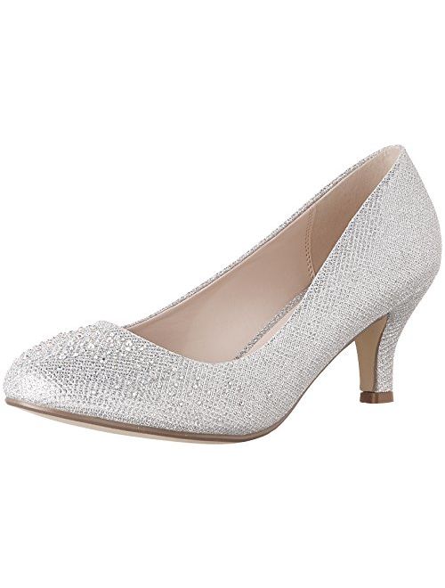 Bonnibel Wonda-1 Womens Round Toe Low Heel Glitter Slip On Dress Pumps