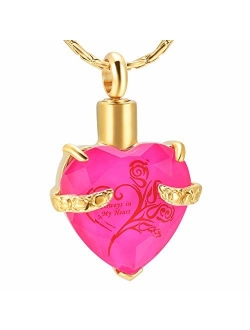 constantlife Crystal Heart Shape Cremation Jewelry Memorial Urn Necklace for Ashes, Stainless Steel Ash Holder Pendant Keepsake with Gift Box Charms Accessories for Women