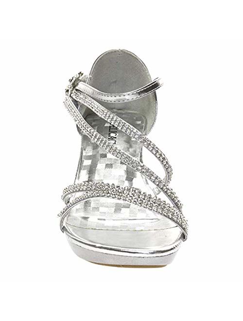 V-Luxury Delicacy Womens ANGEL48 Open Toe Rhinestones Med Low Heel Party Sandal