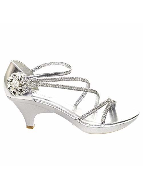 V-Luxury Delicacy Womens ANGEL48 Open Toe Rhinestones Med Low Heel Party Sandal