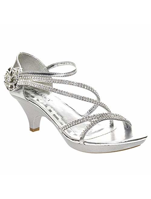 V-Luxury Delicacy Womens ANGEL48 Open Toe Rhinestones Med Low Heel Party Sandal