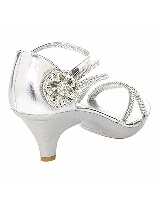 V-Luxury Delicacy Womens ANGEL48 Open Toe Rhinestones Med Low Heel Party Sandal