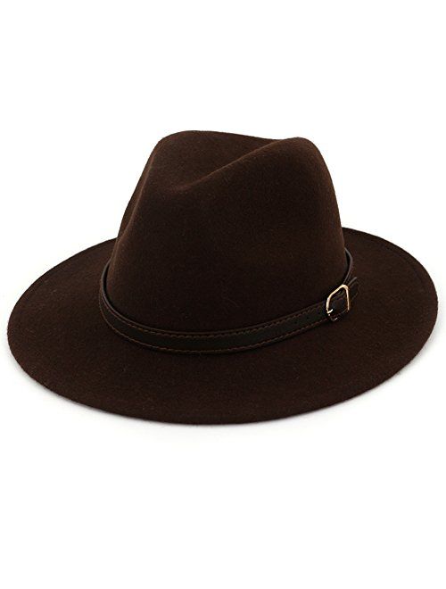 Lisianthus Women's 100% Wool Fedora Panama Hat Wide Brim with Belt