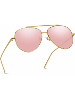 WearMe Pro - Flat Lens Mirrored Metal Frame Aviator Sunglasses