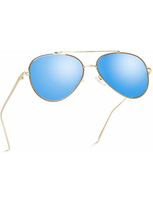 WearMe Pro - Flat Lens Mirrored Metal Frame Aviator Sunglasses