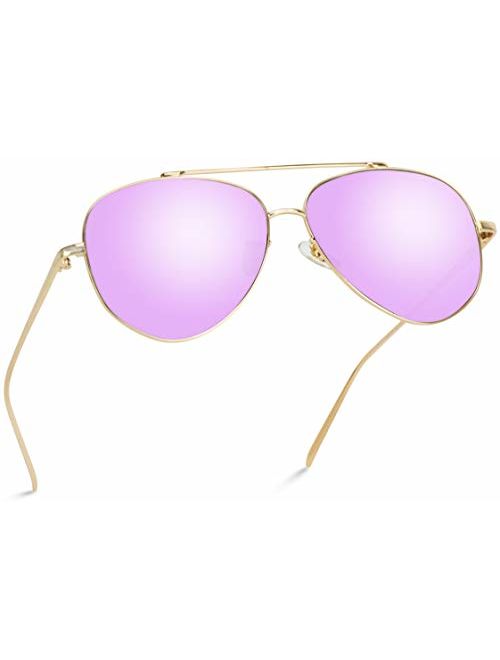 WearMe Pro - Flat Lens Mirrored Metal Frame Aviator Sunglasses