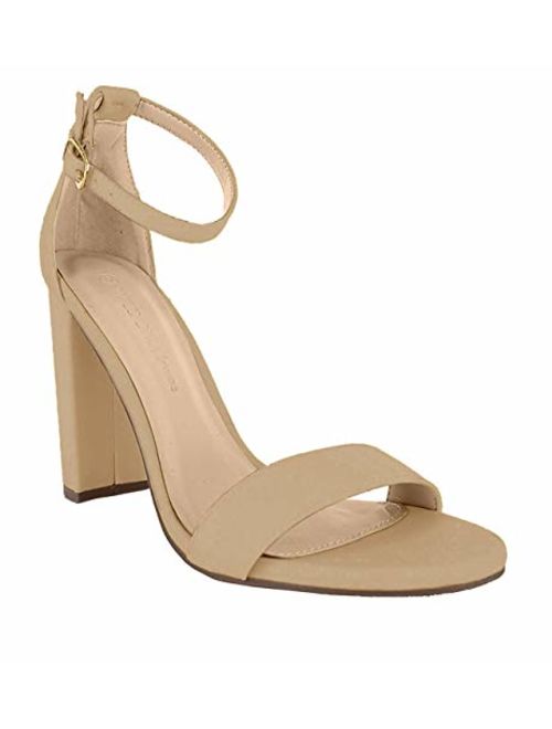 Wild Diva Women's High Chunky Block Heel Pump Dress Heeled Sandals