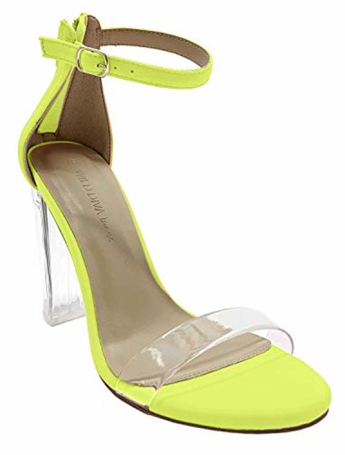 Wild Diva Women's High Chunky Block Heel Pump Dress Heeled Sandals