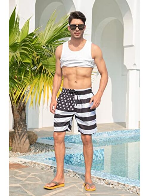 uideazone Men Swim Trunks Drawstring Elastic Waist Quick Dry Beach Shorts with Mesh Lining Swimwear Bathing Suits