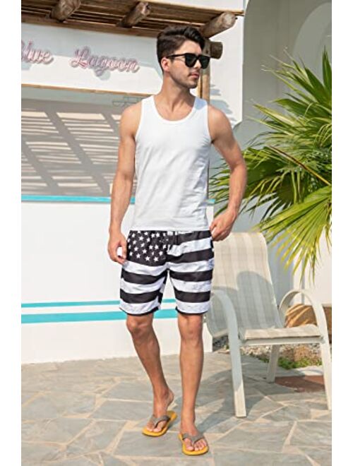 uideazone Men Swim Trunks Drawstring Elastic Waist Quick Dry Beach Shorts with Mesh Lining Swimwear Bathing Suits