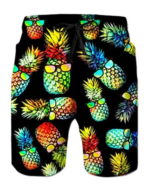 uideazone Men Swim Trunks Drawstring Elastic Waist Quick Dry Beach Shorts with Mesh Lining Swimwear Bathing Suits