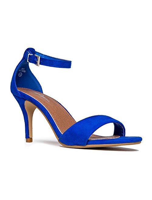 J. Adams Low Ankle Strap Kitten Heel - Essential Mid Heel Open Toe Dress Sandal - Dove