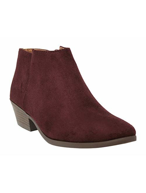 MVE Shoes Women's Ankle Booties - Soda Perforated Cut Out Stacked Block Heel - Comfy Booties for All Season