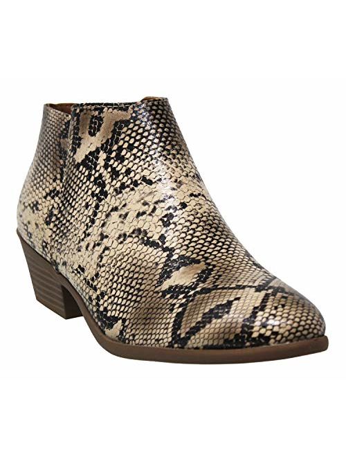 MVE Shoes Women's Ankle Booties - Soda Perforated Cut Out Stacked Block Heel - Comfy Booties for All Season