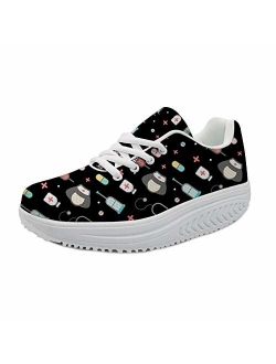 Bigcardesigns Fashion Fitness Walking Sneaker Casual Women Wedge Platform Shoes