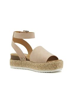 Topic Topshoe Avenue Women's Open Toe Ankle Strap Espadrille Sandal