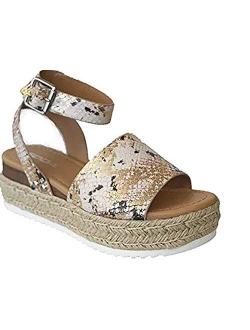 Topic Topshoe Avenue Women's Open Toe Ankle Strap Espadrille Sandal