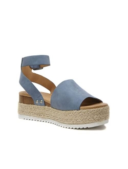 Topic Topshoe Avenue Women's Open Toe Ankle Strap Espadrille Sandal