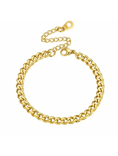 PROSTEEL Stainless Steel Bracelet for Men Women, Cuban Link Chain/Flat Box Chain