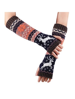 Colorful House Fingerless Thumb Hole Long Gloves Mittens Winter Arm Warmer