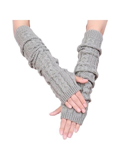 Colorful House Fingerless Thumb Hole Long Gloves Mittens Winter Arm Warmer